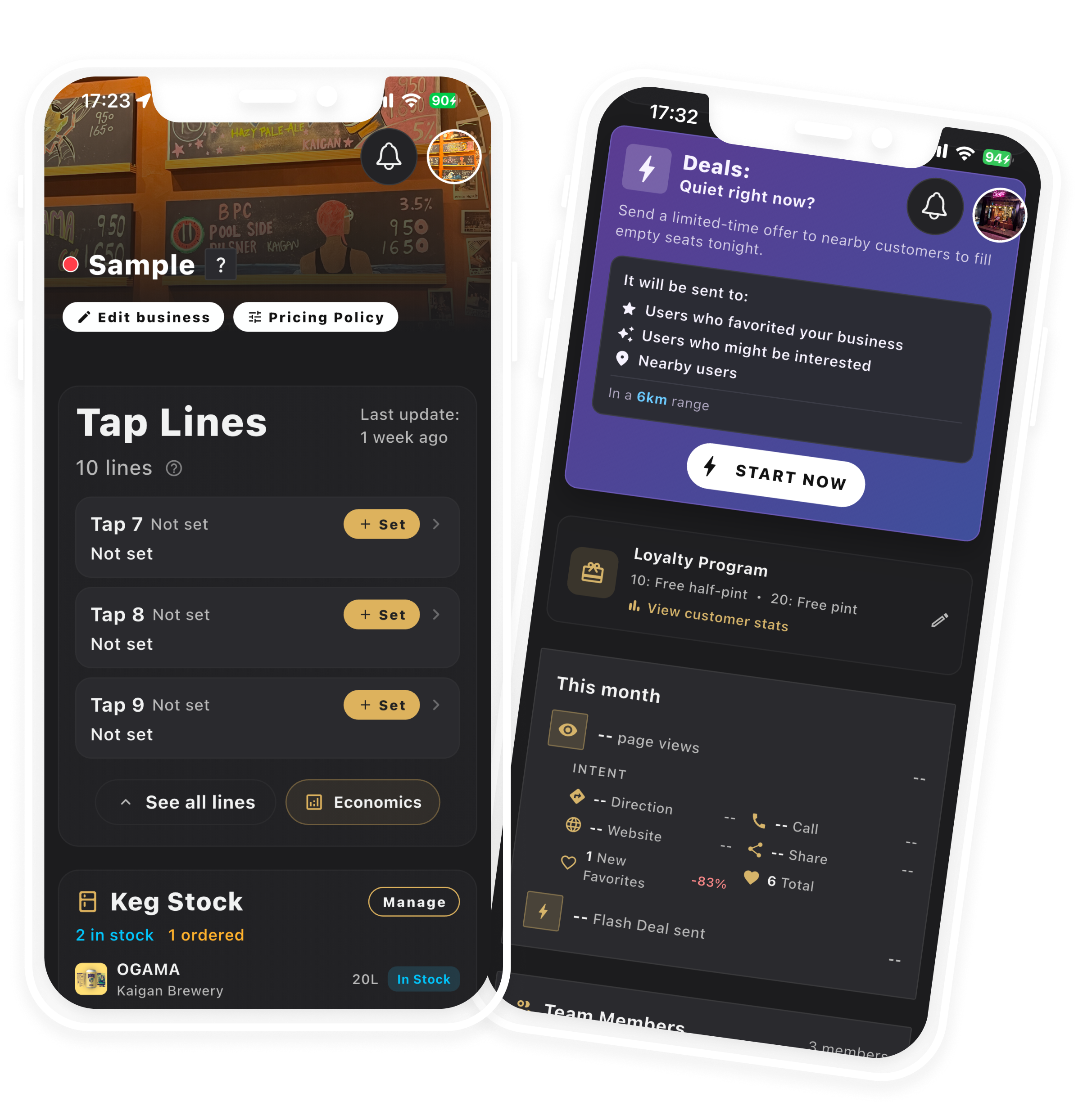 KRFT partner dashboard — tap list management